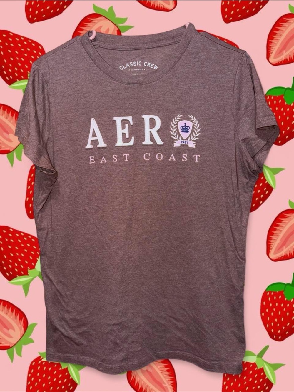 Aeropostale Heather Brown 'AER East Coast' Short Sleeve Tee